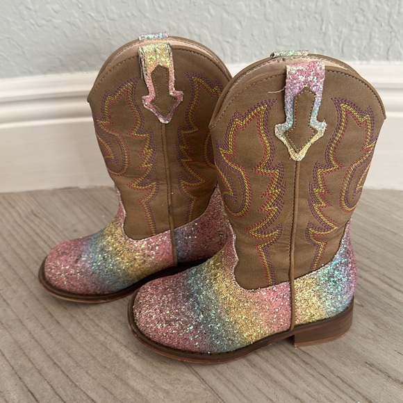 Girls Glittery Rainbow Cowboy Boots - Picture 3 of 4